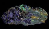 Sparkling Azurite Crystal Cluster with Malachite - Laos #69703-1